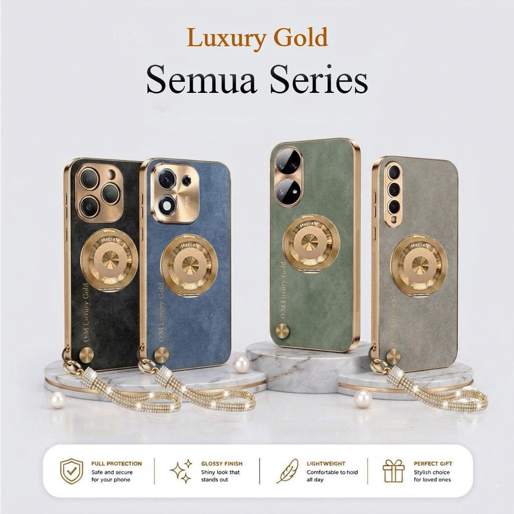 เคสสําหรับ Tecno Spark 50 / Camon 40 / Camon 50 / Spark Go 3 / Spark Go 2 Softcase หนังหรูหราทองปลอก