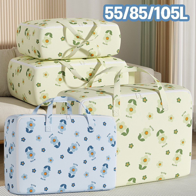 COD กระเป๋าเก็บของ ถุงเก็บเสื้อผ้า ถุงเก็บผ้านวม 55/85/105L ความจุขนาดใหญ่ กันน้ำ กันฝุ่น มีซิป