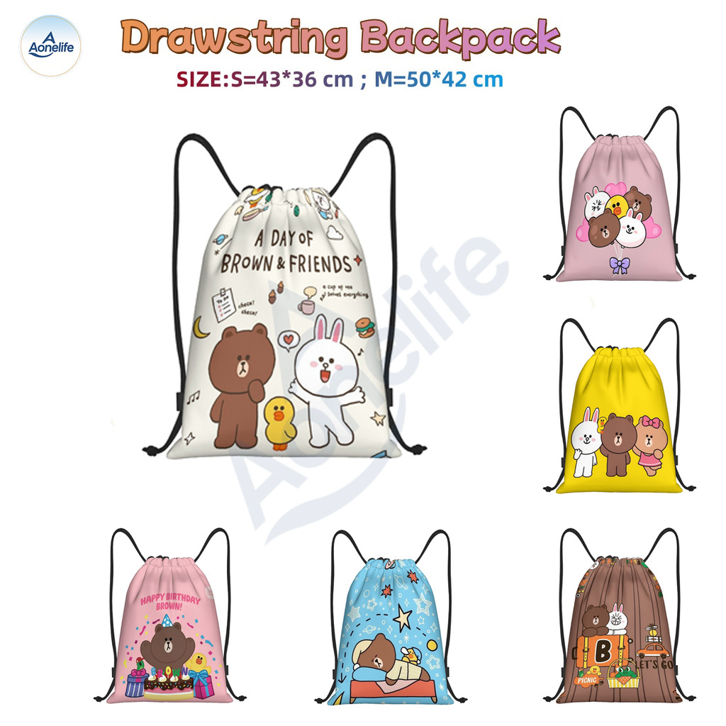 LIINE friends Print Drawstring Backpack Mesh Bag Fashion Sports Backpack Gym Bag (S/M)
