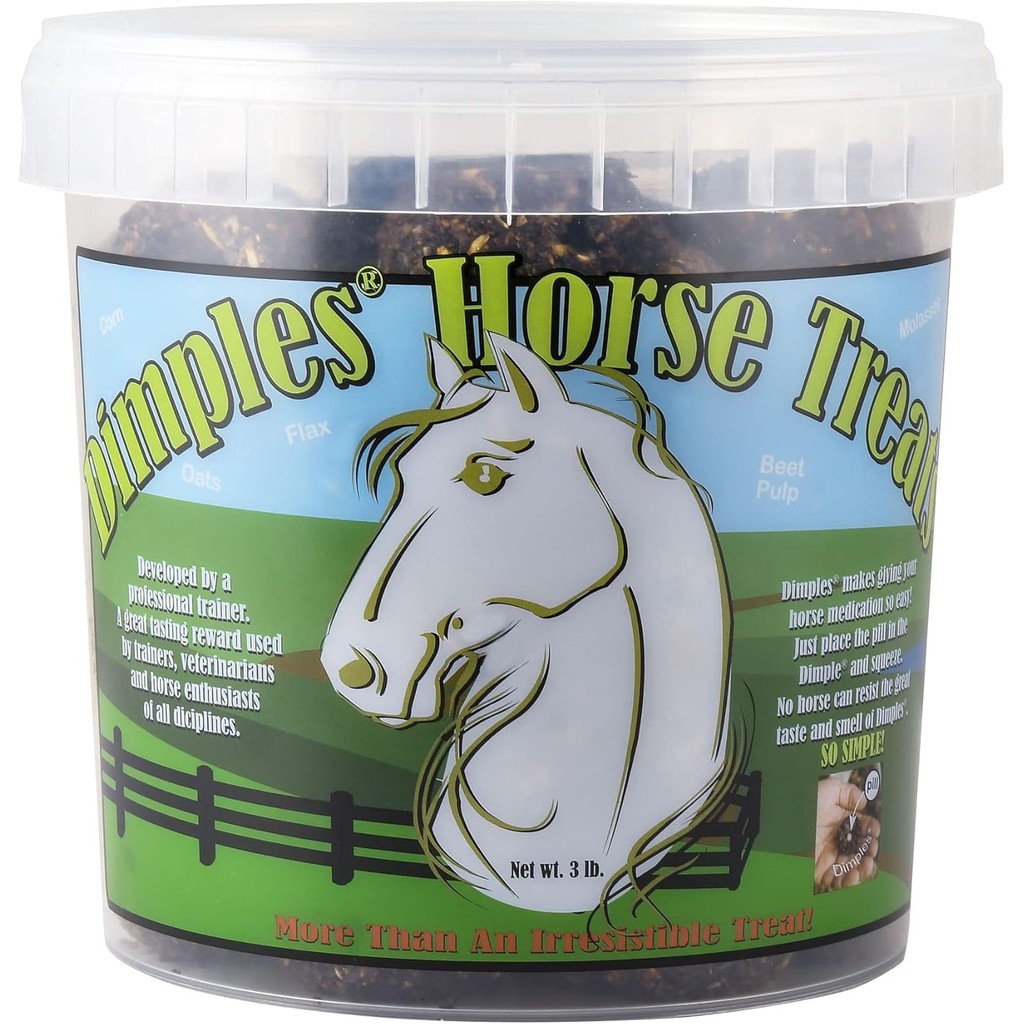 Dimples Horse Treats with Pill Dimples - 3lb Tub of USA-Made Horse Cookies with Beet Pulp - ขนมอร่อย