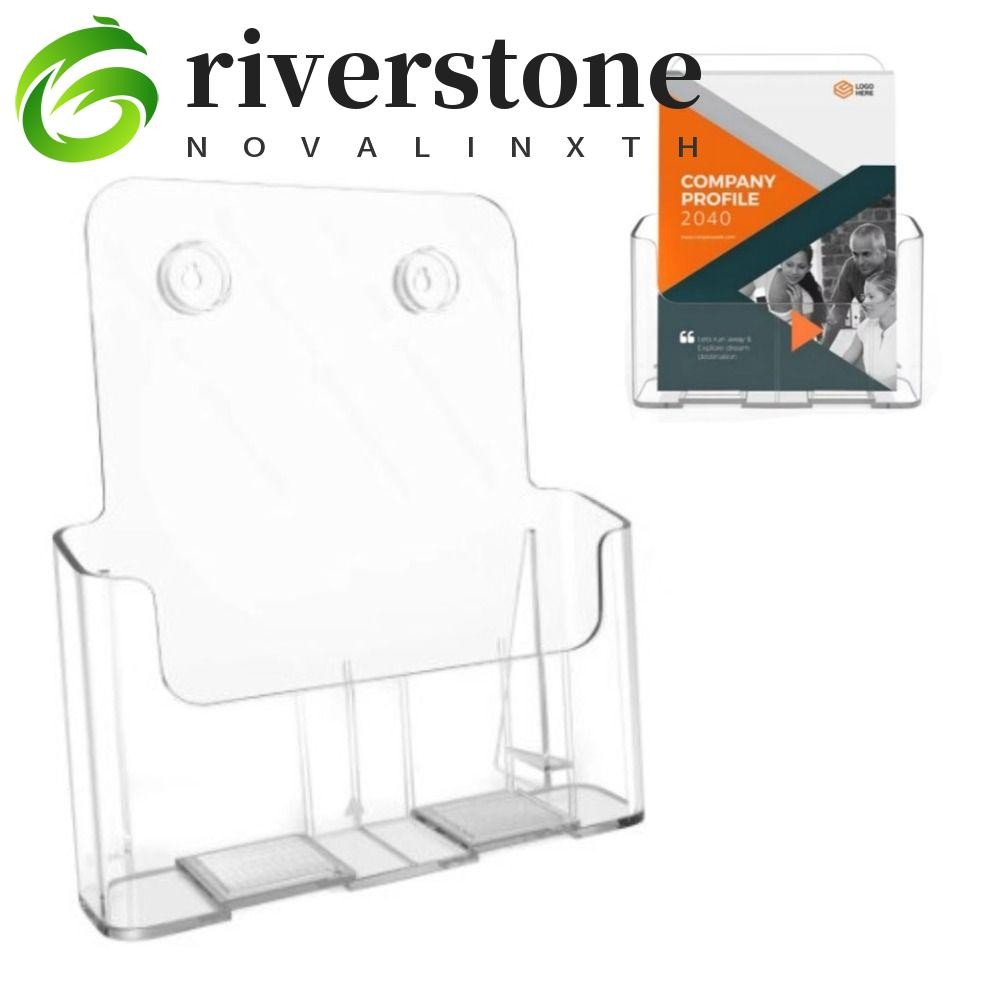 Riverstone Filing Magazine Rack, Non-slip A4 Size Brochure Holder, Durable Slanted Back Plastic Clea
