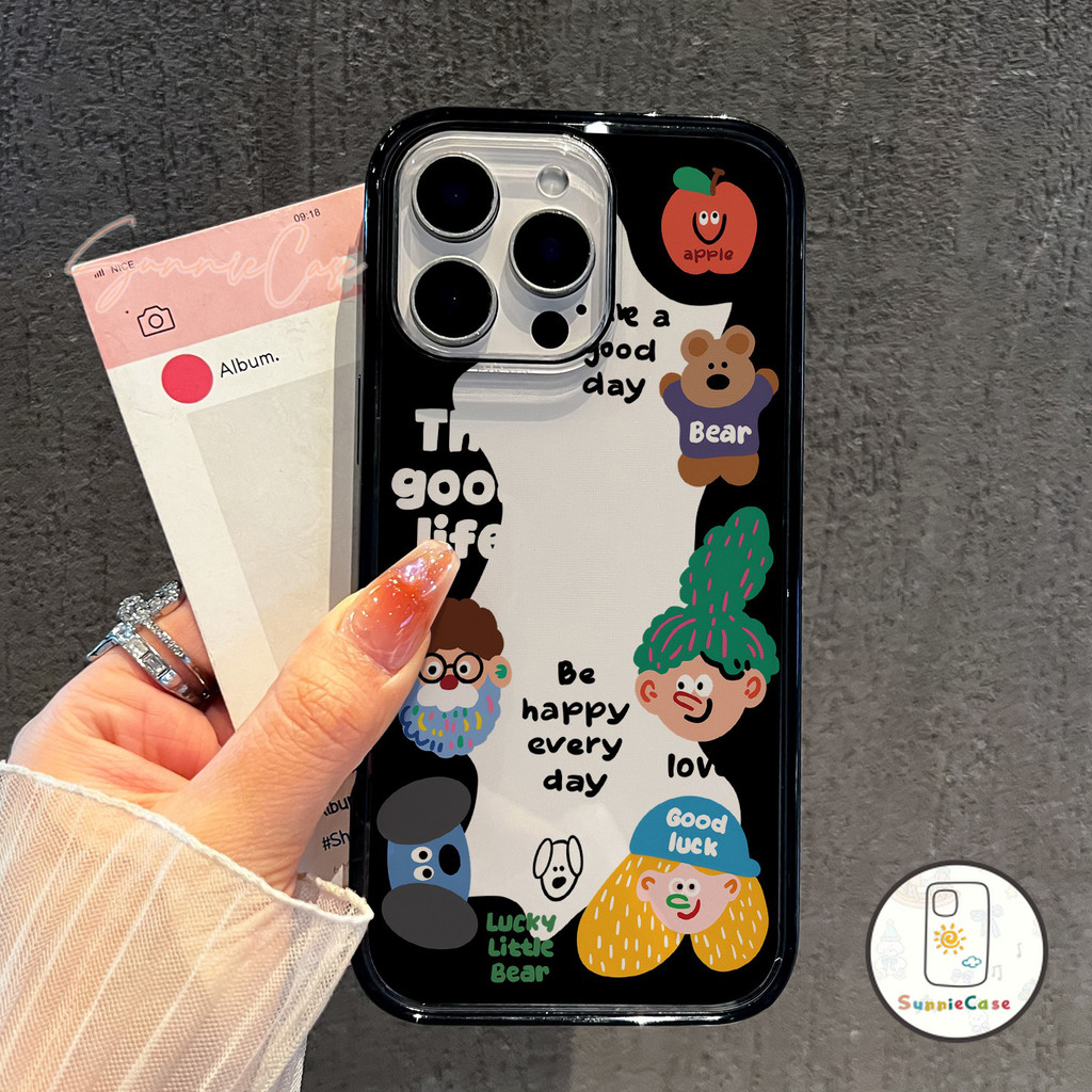 การ์ตูน เคสไอโฟน เหมาะสำหรับ IPhone 12 16 11 7 13 15 14 Pro Max XR XS X Max 11 15 8 7 Plus เคสโทรศัพท์ Shockproof Black - รูปที่ 4