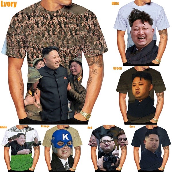 เสื้อยืดพิมพ์ 3D ลายKim Jong-un สำหรับหนุ่มๆ ซีซันร้อน พร้อมไซส์XSถึง5XL