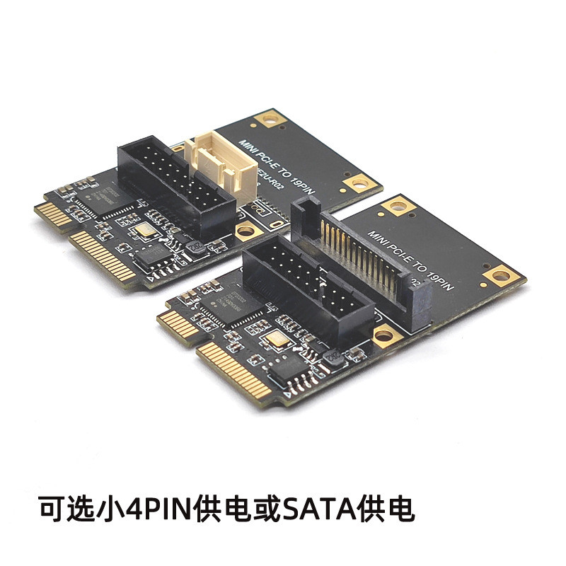 Mini PCIE/PCI-e ถึง 19Pin 2-Port USB3.0 อะแดปเตอร์ขยายการ์ด Riser Mini PCI Express to USB 3.0 5Gbps 