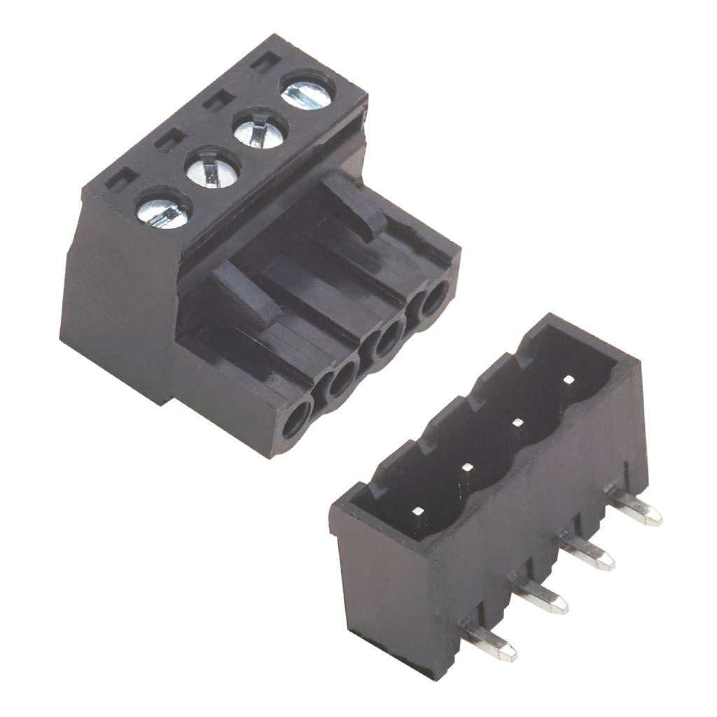 Tcenofoxy 5.08mm Phoenix Connector 4 Pin Black Phoenix Type PCB Screw Terminal Block Connector (4 ชุ