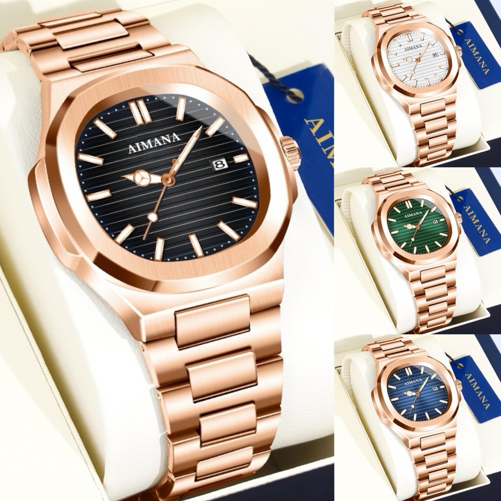 นาฬิกาข้อมือ AIMANA รุ่น 8602 สี Rose Gold หน้าปัด 40 มิล สแตนเลสสไตล์คลาสสิก กันน้ำ เคลื่อนไหวแบบคว