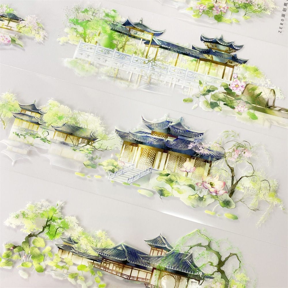 คู่มือ Sub-Packing เทป n94 Qinghebeiyuan ศูนย์ Attic Lotus Leaf Lake PET วัสดุโบราณคู่มือเคสโทรศัพท์