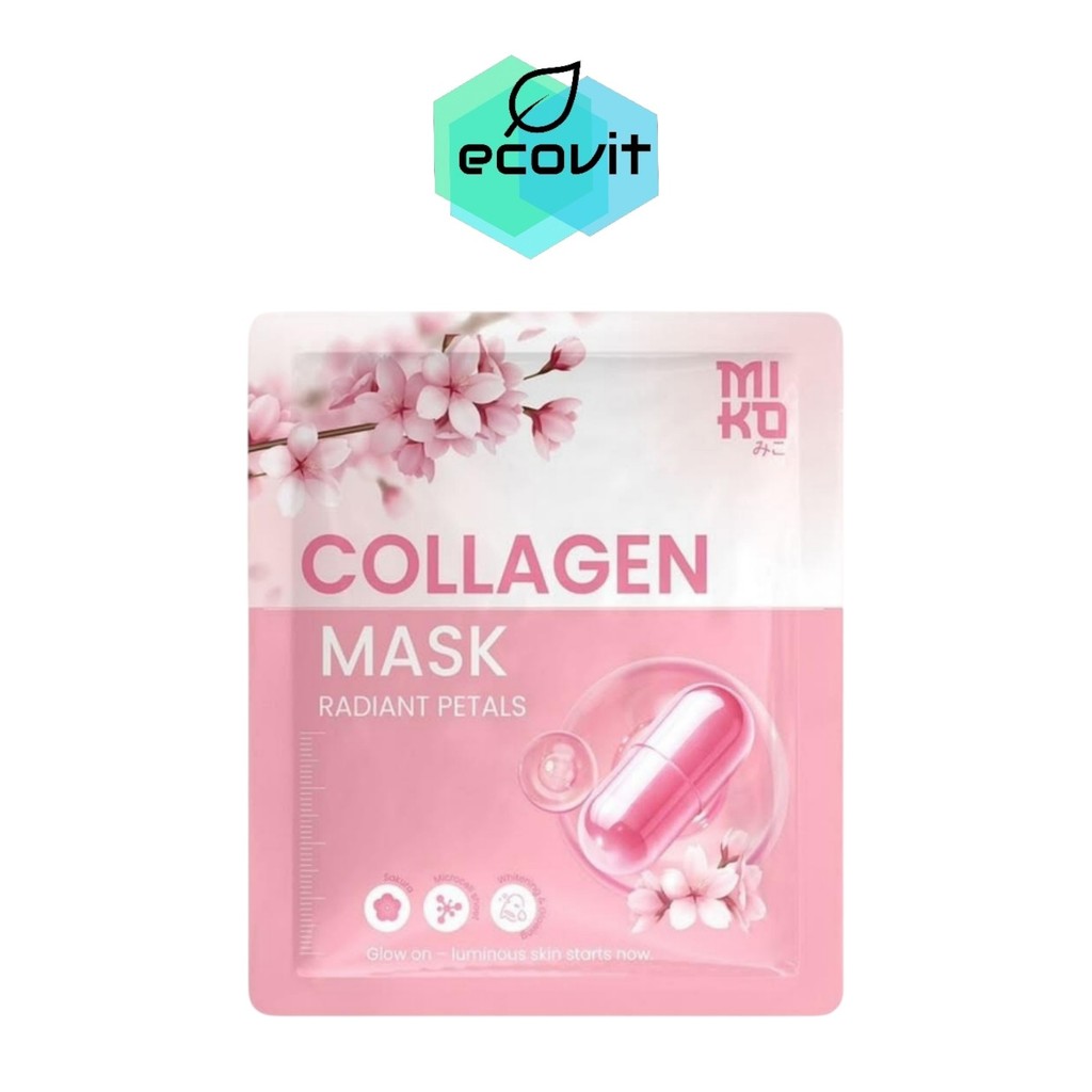 Miko Collagen Mask Radiant Petals มิโกะ คอลลาเจน มาส์ก เรเดียนท์ เพเทิลส์ [1 แผ่น] [20 กรัม/แผ่น]