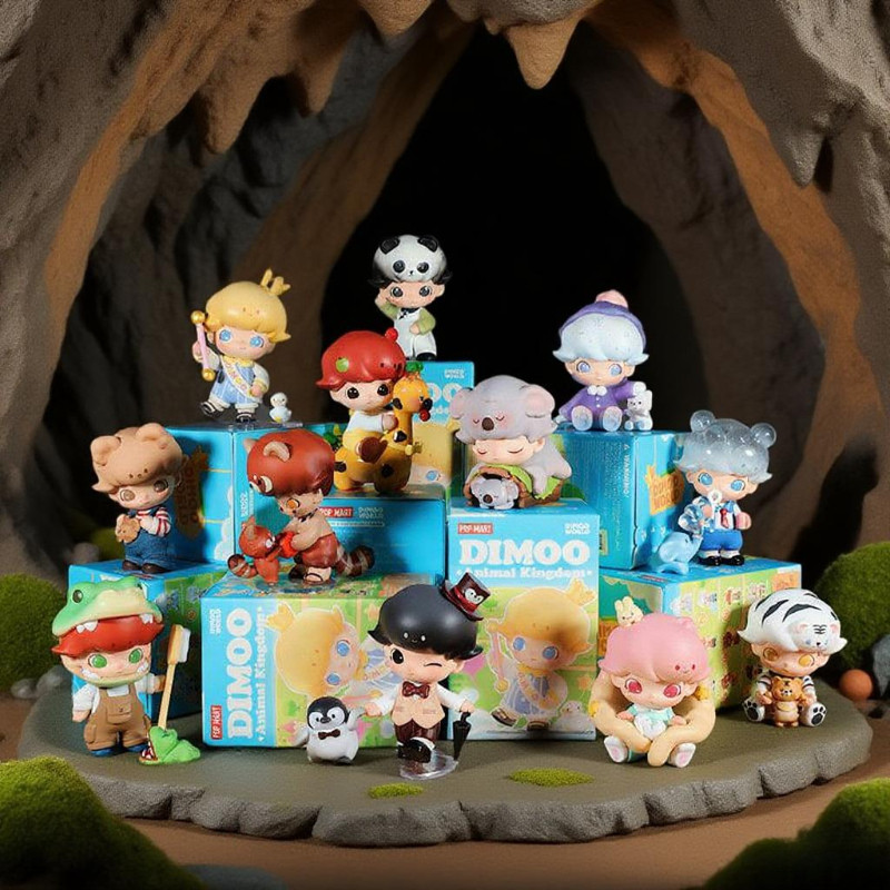 POPMART DIMOO Animal Kingdom Series รูปของเล่นปริศนากล่องของขวัญ