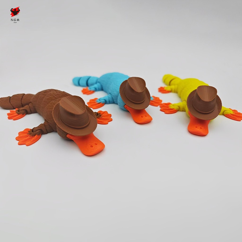 3D พิมพ์ Platypus ของเล่นสนุก Articulated ตุ๊กตาสัตว์ของเล่นสําหรับโต๊ะชั้นวางหนังสือหรือ PC Setup