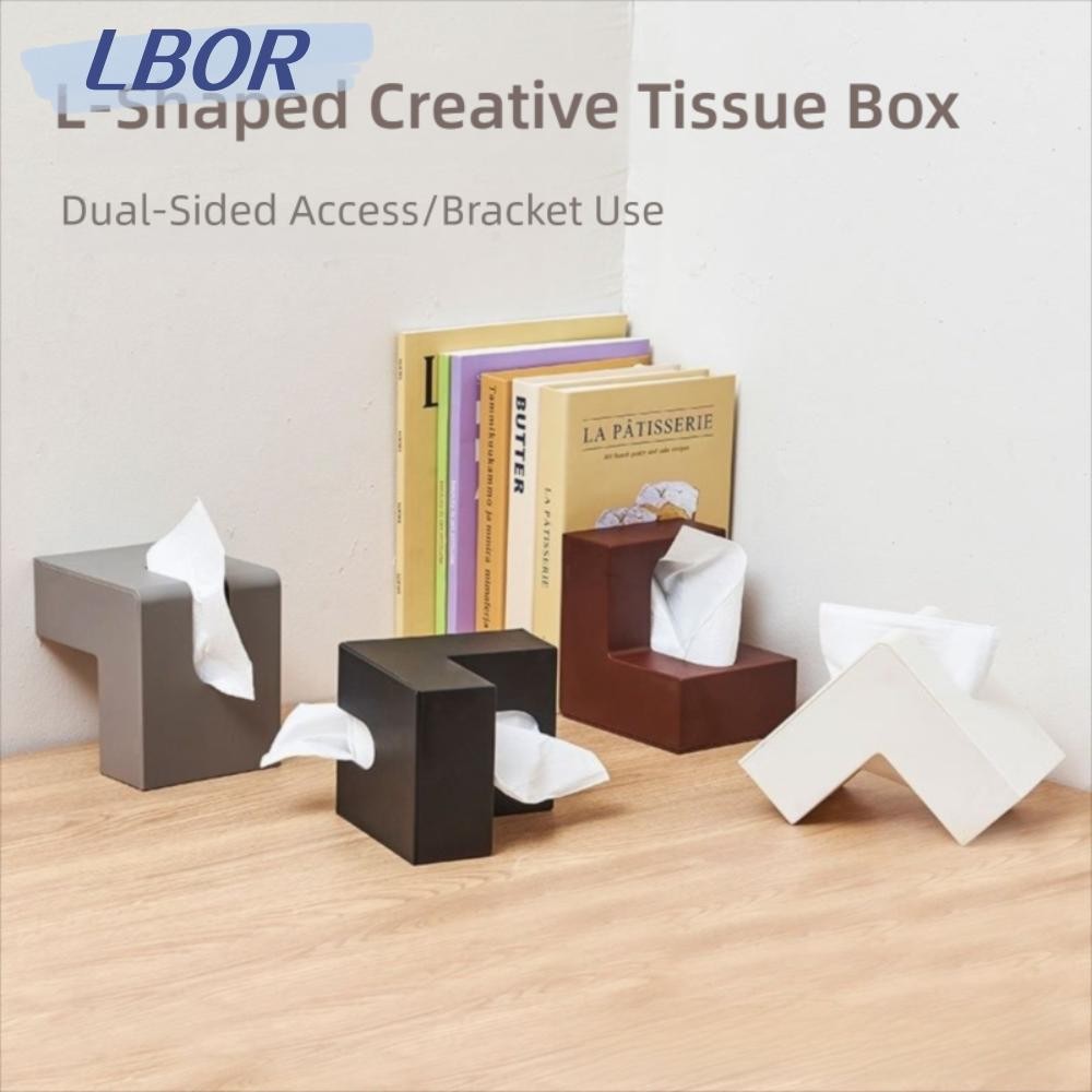 กล่องทิชชู่ LBOR กล่องกระดาษพลาสติกรูปตัว L Ins Desktop Decorative Kleenex Box ของตกแต่งบ้าน