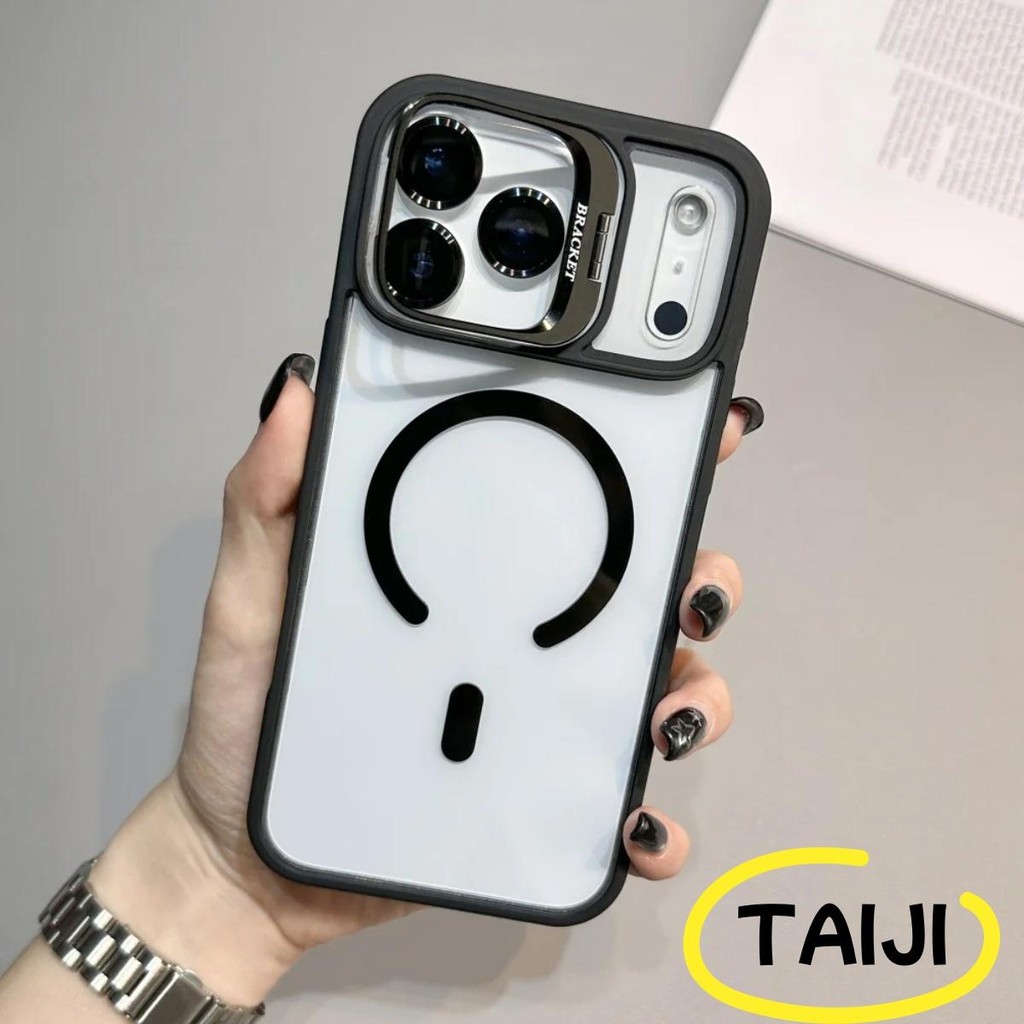 TAIJI หรูหราใสป้องกันกล้องรวมแม่เหล็ก Stent สําหรับ iPhone 17 Pro Max Air Case เคสด้านหลัง