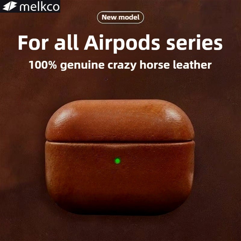 Melkco เคสหูฟังสําหรับ AirPods Pro 3 & สําหรับ AirPods 4 3 2 1 Pro2 หนังขี้ผึ้งน้ํามัน Cowhide ผิว + ปกแข็งไมโครไฟเบอร์