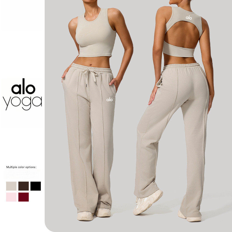 al0 Vest Yoga Outfit Set High Waist Tight Sweatpants Fitness Sports Set for Women