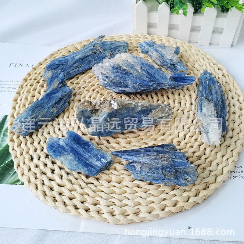 บราซิล Kyanite คริสตัล Kyanite คริสตัลแร่ธรรมชาติ Hong Ore ดิบ Ore ป้ายคริสตัล Cluster Blue Far Ore 