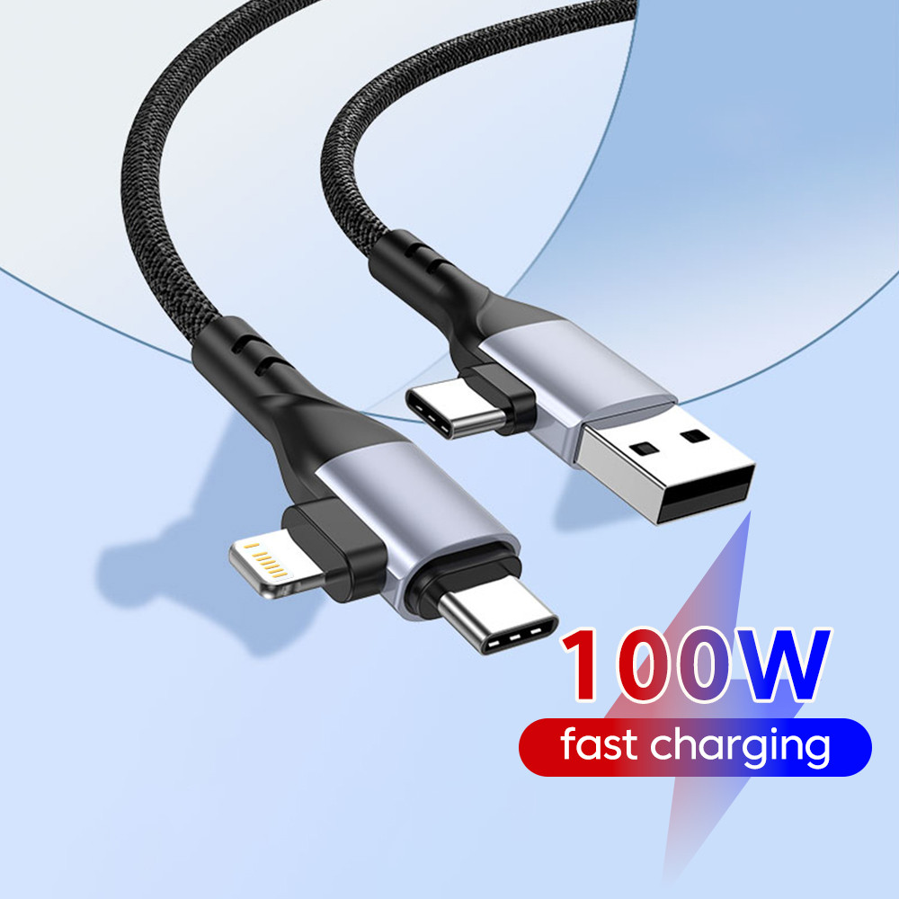Twitch PD100W Fast Charging 2 ใน 2 USB + ประเภท C ถึง Type C + lOS สําหรับโทรศัพท์มือถือถักสายเคเบิลข้อมูล 1M 2M