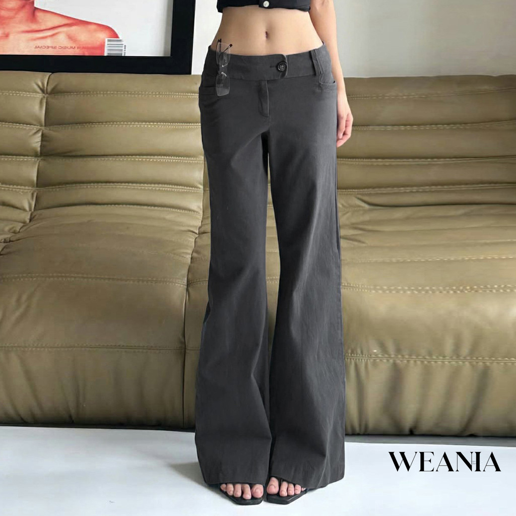 กางเกงขาตรงทรงหลวมลำลอง WEANIA ดีไซน์วินเทจ
