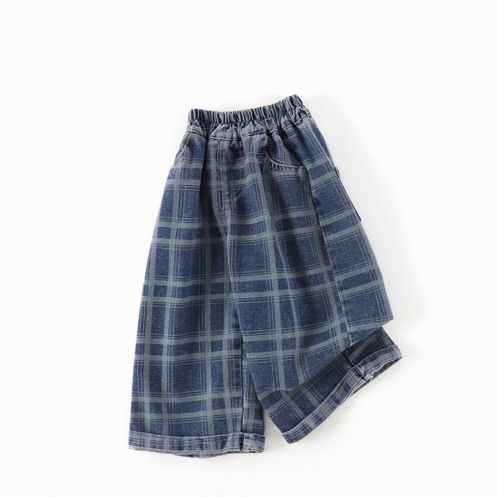 กางเกงยีนส์เด็กสไตล์เกาหลี ฤดูใบไม้ผลิ-ใบไม้ร่วง ปี 2025 แบบหลวมๆ เหมาะสำหรับใส่ลำลอง