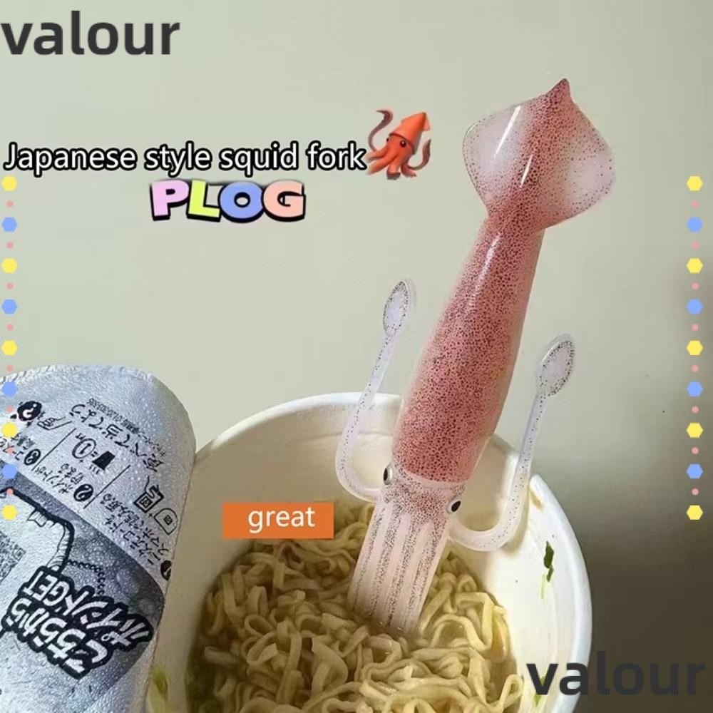 VALOUR Octopus Noodle Fork, 3-in-1 Portable Food Picks, Creative Squid-Shaped Heat-Resistant Cooking