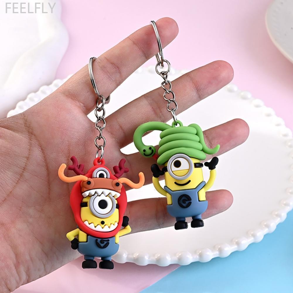 FEELFLY Cool การ์ตูนอะนิเมะ Figurine พวงกุญแจจี้จีน Zodiac Signs พวงกุญแจผู้หญิงผู้ชายกระเป๋าถือกระเ