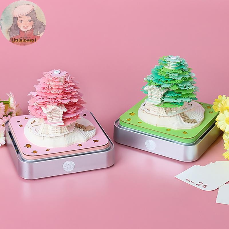 Littlelove Time Piece ปฏิทิน 2026 ปฏิทินตั้งโต๊ะพร้อมไฟ LED 3D ปฏิทินฉีกขาดกระดาษแกะสลัก Art Pad Notepad ของขวัญสําหรับคริสต์มาสพิธีขึ้นบ้านใหม่เดสก์ท็อปตกแต่ง TH - รูปที่ 2