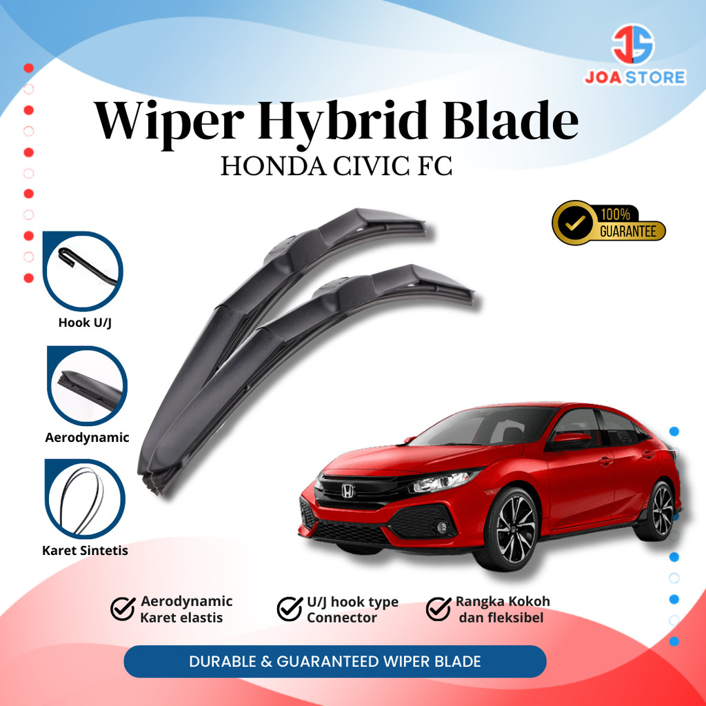 ใบปัดน้ําฝน Honda Civic FC Hybrid (2 ชิ้น) ไร้กรอบซ้ายและขวาไม่มีกรอบไม่มีกรอบไม่มีกรอบเหล็ก - W301 