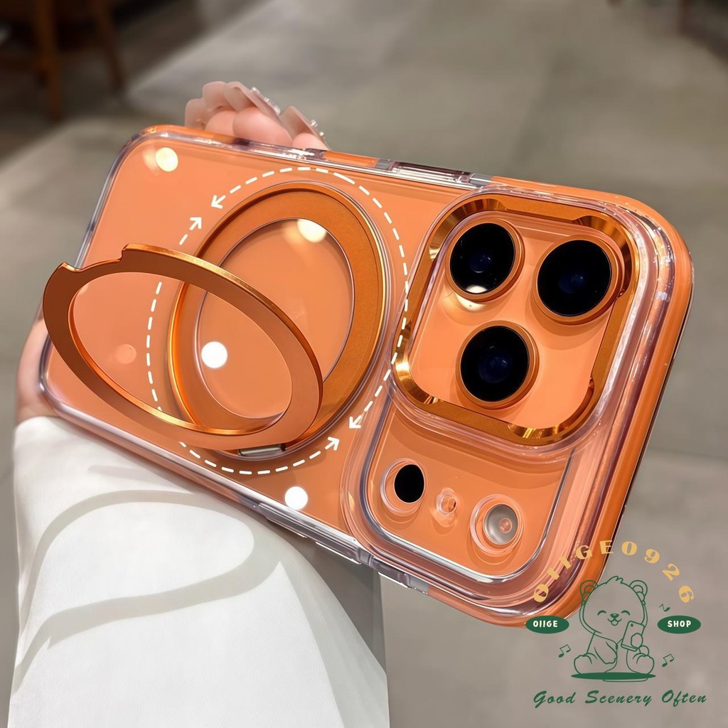 . เคส iPhone17 360 หมุนแม่เหล็กดึงดูดคริสตัลน้ําแข็ง Bracket เคสโทรศัพท์ iphone17 Pro Max 16 15 ปลอกสําหรับเคส iPhone ซิลิโคนนุ่ม TPU กันกระแทก