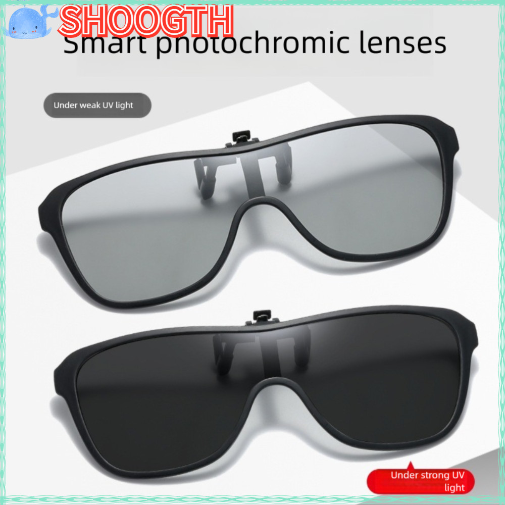 SHOOGTH แว่นกันแดดคลิปออน เลนส์โพลาไรซ์และโฟโตโครมิก ดีไซน์หรูหรา พลิกได้ ป้องกันแสงสะท้อนขณะขับรถ