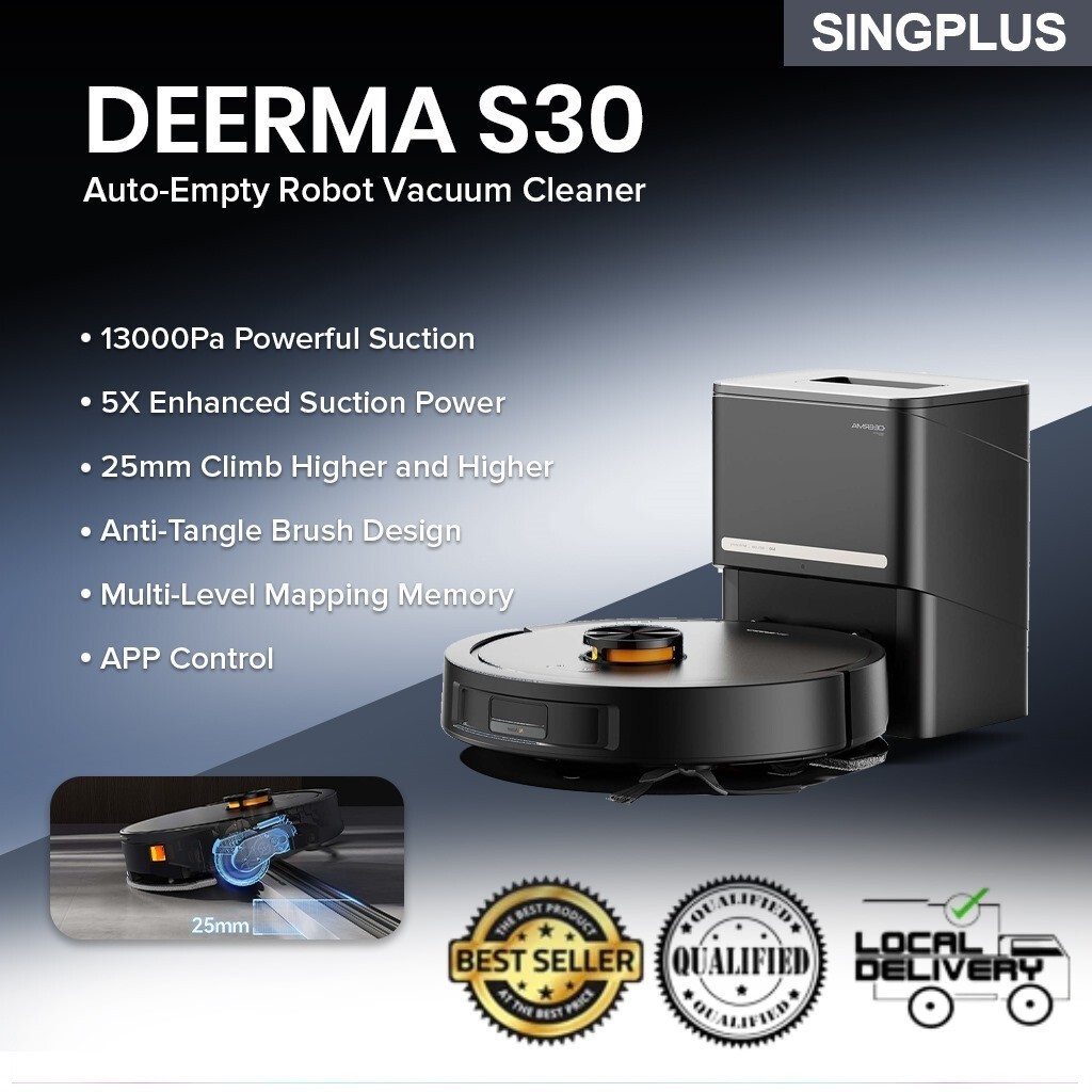 13000Pa เครื่องดูดฝุ่นหุ่นยนต์ Deerma S30 อันทรงพลัง | แปรง TangleFree | การว่างเปล่าด้วยตนเอง | ทํา