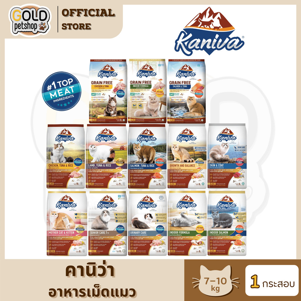 Kaniva อาหารแมวคานิว่า โซเดียมต่ำ ขนสวย ขับถ่ายดี ครบสูตร ยกกระสอบ ขนาด 7-10 Kg