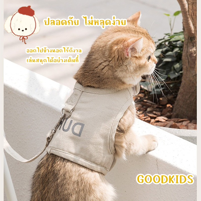 STOCK 🐾 สายจูงสัตว์เลี้ยง แบบสายรัดอก ป้องกันหลุด ปรับความยาวได้ สำหรับสุนัขและแมว