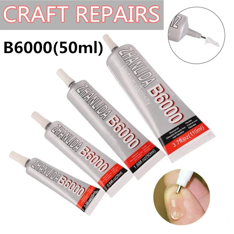 50ml B6000 กาวโทรศัพท์มือถือหน้าจอ Superglue b-6000 กาวโทรศัพท์แก้วกาวซ่อมจุดเพชรเครื่องประดับ DIY ก