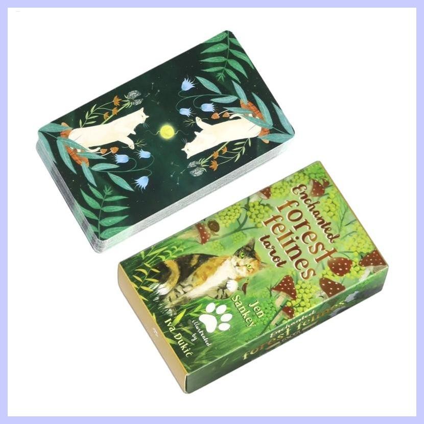 สําหรับ Enchanted Forest Felines Tarot ไพ่ทาโรต์สําหรับผู้เริ่มต้น Fate Divination Tarot 78 ชิ้นความ