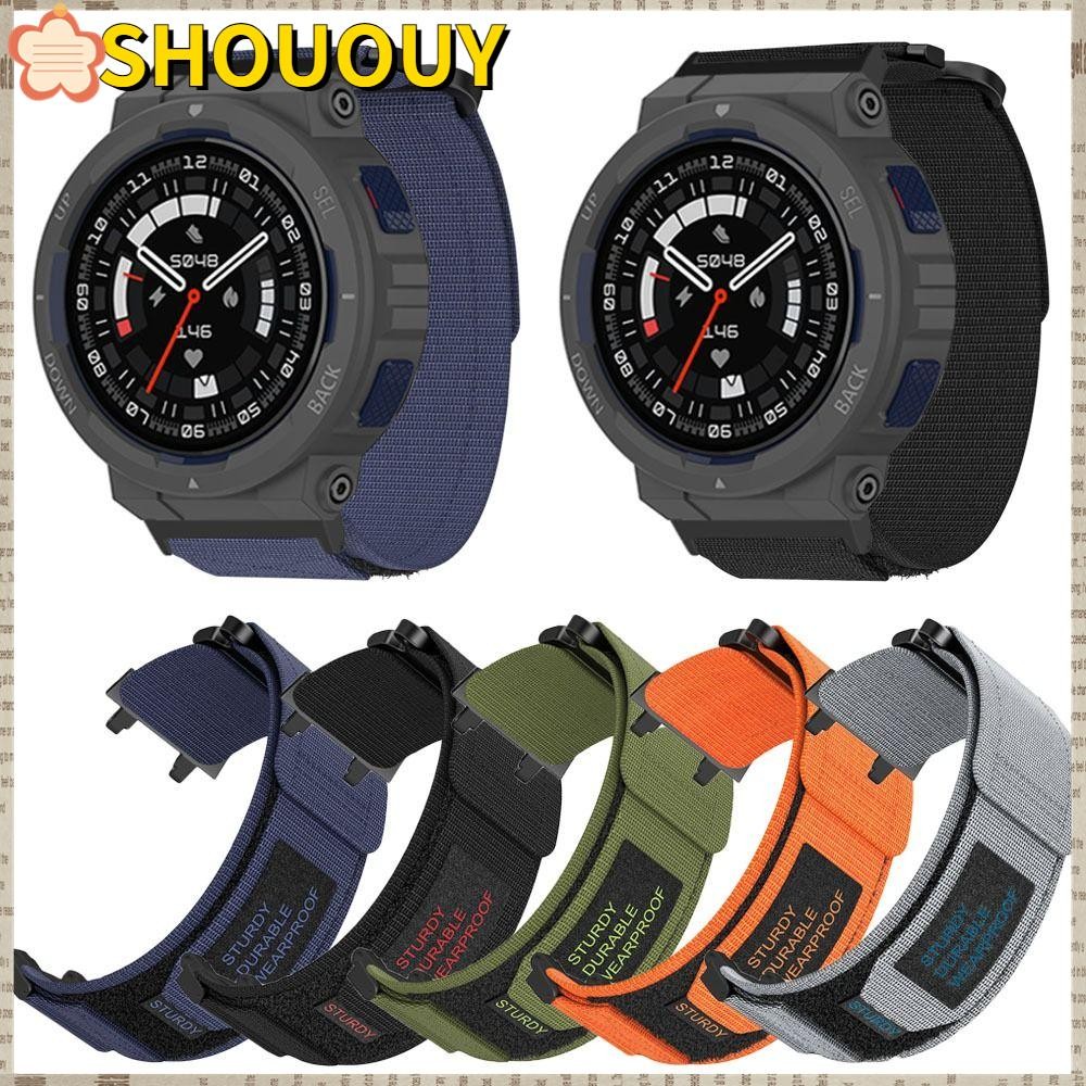 SHOUUY ไนลอนสายรัด,แฟชั่นเปลี่ยนนาฬิกา, Quick Release ปรับไนลอนสร้อยข้อมือสําหรับ Amazfit Active Edge (A2212) สําหรับ Amazfit Active Edge (A2212)