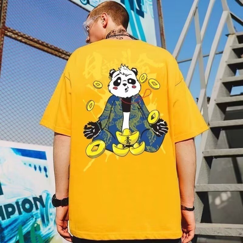 2025 NEW 2025ins Japanese Style National Trend Loose Hip-Hop Over Wearable Short Sleeve T-Shirt Fash