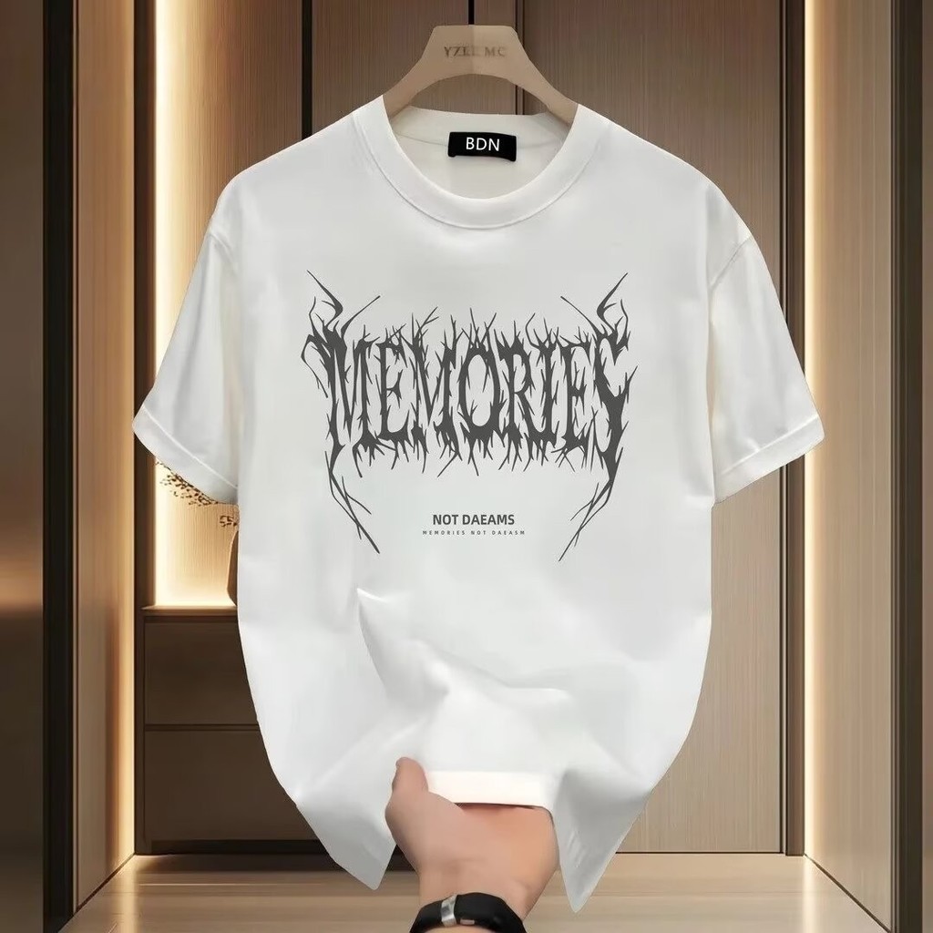 2025 NEW 20252025 Summer New Short Sleeve Men's National Trend Design Round Neck Loose Versatile Hal