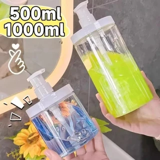 500/1000มล ขวดรีฟิลปากกว้าง / เดินทางรั่วปั๊มแชมพูโลชั่นจ่าย