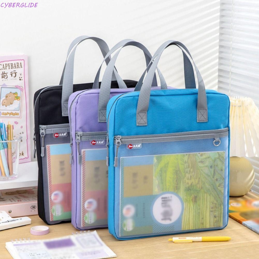 CYBERGLIDE Book Storage Bag, Handheld Portable A4 File Organizer, Mutli-Purpose Large Capacity with 