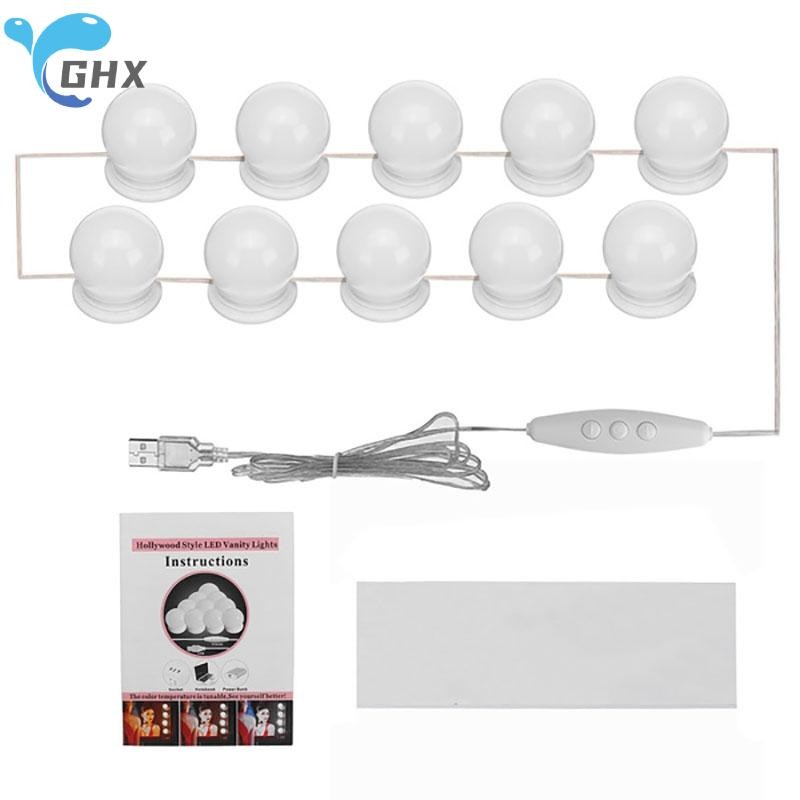 Blowgentlywind หลอดไฟ LED สไตล์ฮอลลี่ ติดโต๊ะเครื่องแป้ง แต่งหน้า USB ชุดไฟกระจก BGW - รูปที่ 2