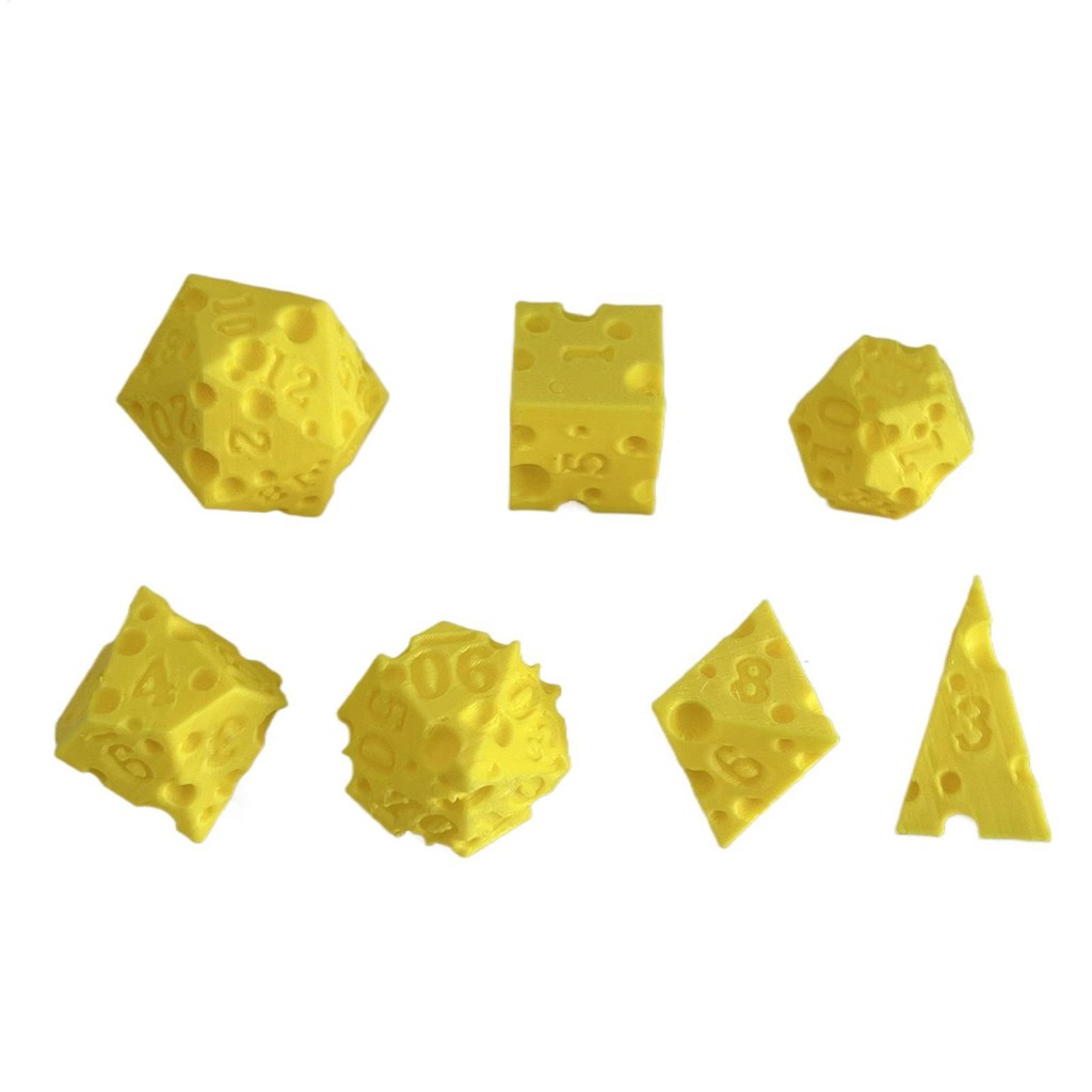 7 ชีสลูกเต๋า 3D พิมพ์ของเล่นแบบโต้ตอบ Polyhedral อาหาร Themed ลูกเต๋าชุดลูกเต๋าเล่นเกมกระดาน fadzath