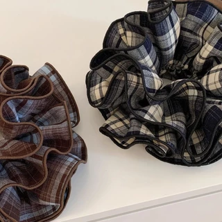Four-Layer Seaming ลายสก๊อตจีบ Scrunchy แหวนผม High-End Ball ผมเชือก All-Match หัวดอกไม้หัวเชือก