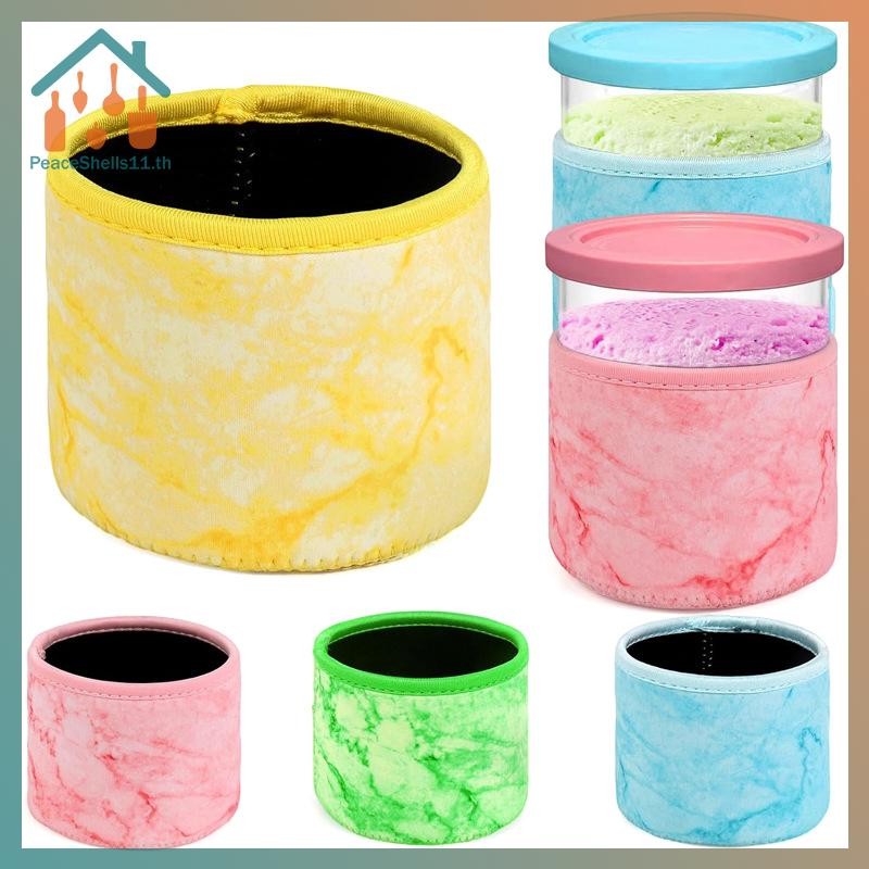 PeaceShells 4 ชิ้นไอศกรีมถ้วยสําหรับ Ninja NC501 Pints Reusable Neoprene แขนป้องกันการควบแน่นลื่นฉนว