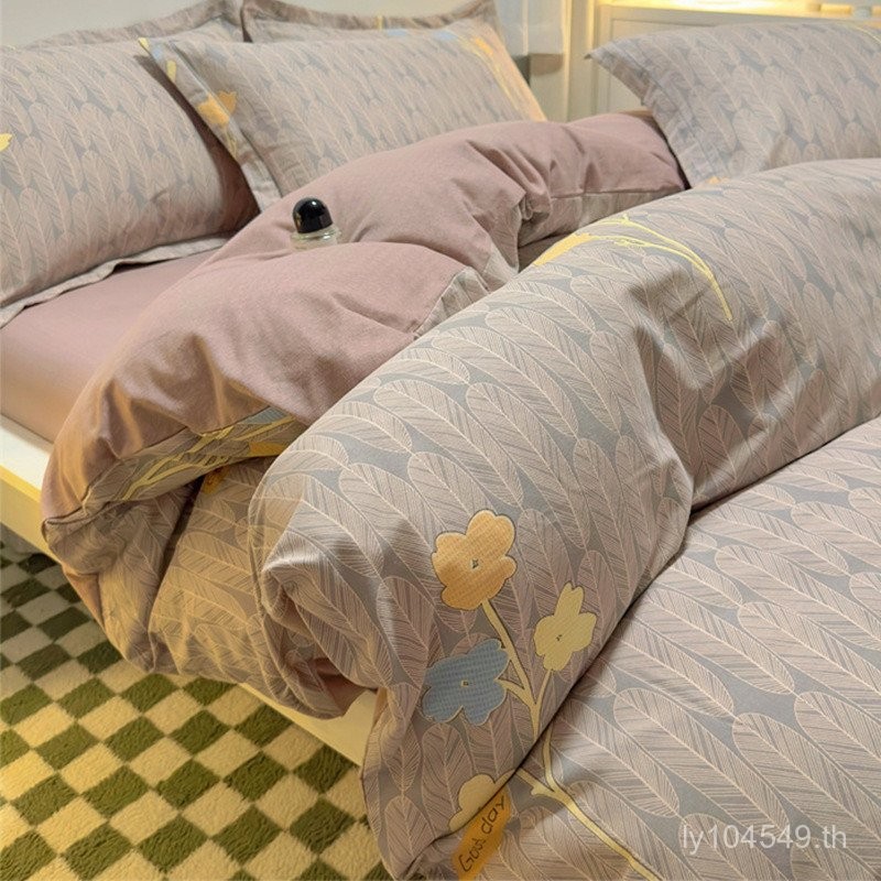 ปลอกผ้านวมผ้าฝ้ายแท้ ขนาด 1.5x1.8 เมตร พร้อมแปรงทำความสะอาด 360 องศา N3UQ