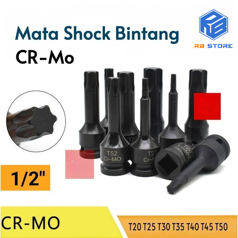 MATA CR-Mo 1/2 Star Bit L T20 T25 T27 T30 T35 T40 T45 T50 Star Shock ประแจ