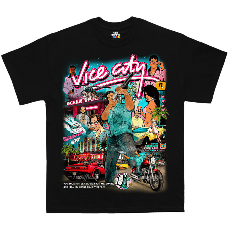 เสื้อยืด Vice City Retro – GTA 6 Miami Vice Gamer Tee | มาเฟียวินเทจยุค 80ส