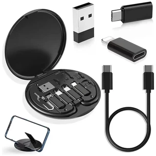 6 In 1 USB C TO USB C สายชาร์จข้อมูล OTG ไปยัง USB Converter พร้อมกล่องเก็บการ์ดดึง อะแดปเตอร์ ชายไปยัง IOS/Type-C/Micro