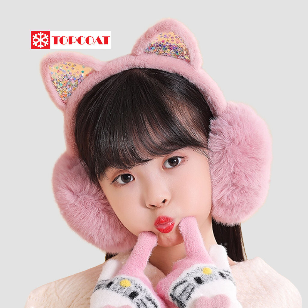 TOPCOAT ที่ปิดหูกันหนาวบุขน ติดหูกระต่ายกากเพชร น้ำหนักเบา พกพาสะดวก (1 อัน) Freesize