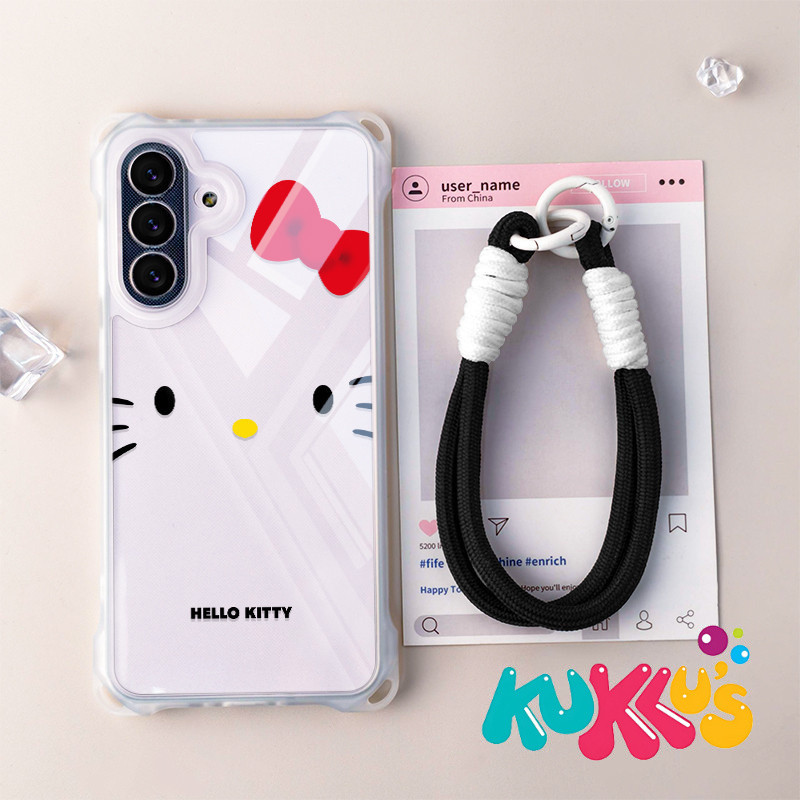 GANTUNGAN HP Hello Kitty Ribbon Phone Case+HangerสําหรับSoft Realme C71 C75 C75X C53 C51S C51 หมายเห