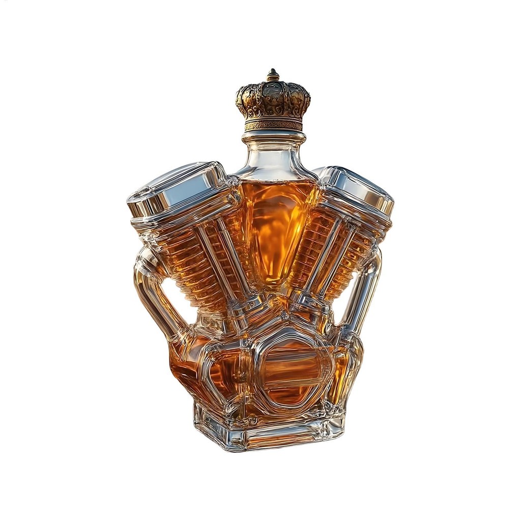 Glass Whiskey Bottle Home Decor Decanter Whiskey Decorative Motorcycle Engine Shape Alcohol Containe
