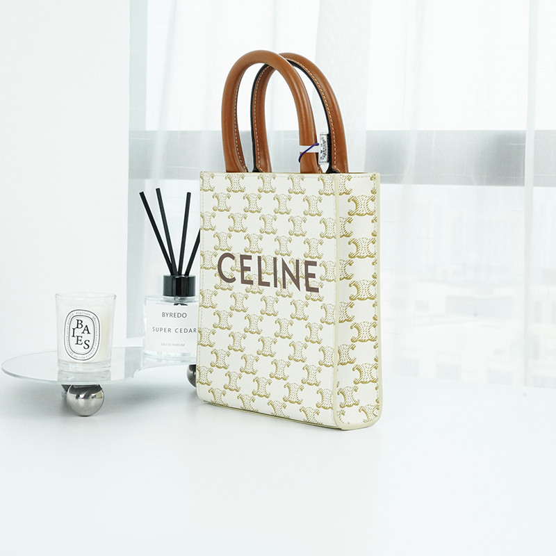 [9.99 ใหม่] Celine Celine White mini Piano Score tote Bag